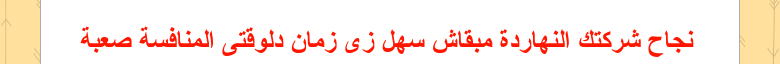 نجاح شركتك النهاردة مبقاش سهل زى زمان دلوقتى المنافسة صعبة